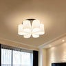 Modern White Flower Shape 6-Head Glass Flush Mount Lamp Image - 1