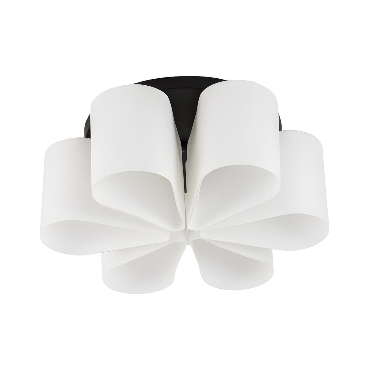 Modern White Flower Shape 6-Head Glass Flush Mount Lamp Image - 3