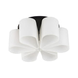 Modern White Flower Shape 6-Head Glass Flush Mount Lamp Image - 3