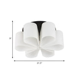 Modern White Flower Shape 6-Head Glass Flush Mount Lamp Image - 4