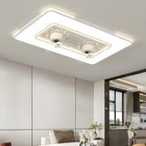 Modern White Geometric Clear Blade Ceiling Fan Light Image - 1