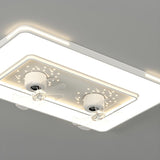 Modern White Geometric Clear Blade Ceiling Fan Light Image - 12