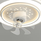 Modern White Geometric Clear Blade Ceiling Fan Light Image - 14