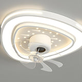 Modern White Geometric Clear Blade Ceiling Fan Light Image - 15