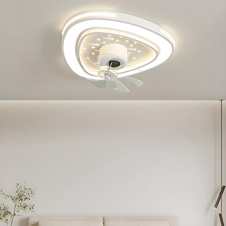 Modern White Geometric Clear Blade Ceiling Fan Light Image - 2