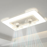 Modern White Geometric Clear Blade Ceiling Fan Light Image - 20