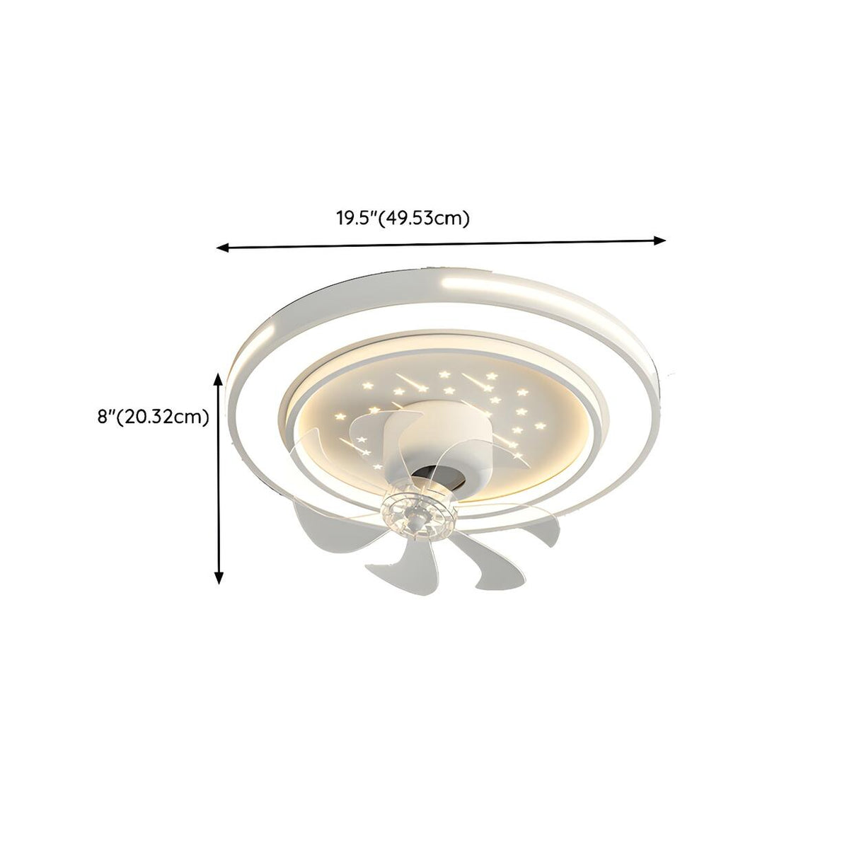 Modern White Geometric Clear Blade Ceiling Fan Light Image - 23