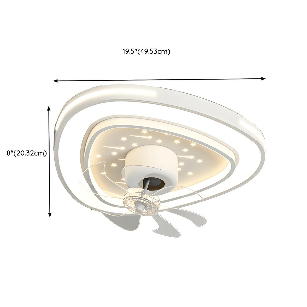 Modern White Geometric Clear Blade Ceiling Fan Light Image - 24