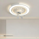 Modern White Geometric Clear Blade Ceiling Fan Light Image - 3