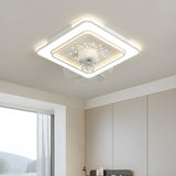 Modern White Geometric Clear Blade Ceiling Fan Light Image - 4