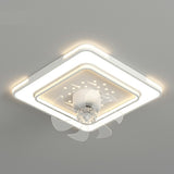 Modern White Geometric Clear Blade Ceiling Fan Light Image - 7