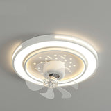 Modern White Geometric Clear Blade Ceiling Fan Light Image - 8