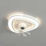 Modern White Geometric Clear Blade Ceiling Fan Light Image - 9