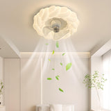 Modern White Geometric Flush Mount Ceiling Fan Light Image - 1