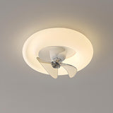 Modern White Geometric Flush Mount Ceiling Fan Light Image - 11