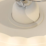 Modern White Geometric Flush Mount Ceiling Fan Light Image - 15