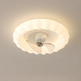 Modern White Geometric Flush Mount Ceiling Fan Light Image - 2