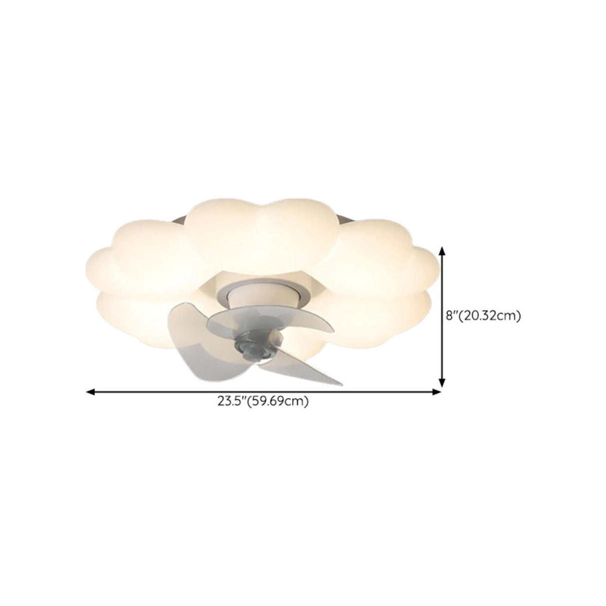 Modern White Geometric Flush Mount Ceiling Fan Light Image - 24