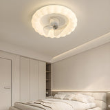 Modern White Geometric Flush Mount Ceiling Fan Light Image - 3