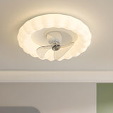 Modern White Geometric Flush Mount Ceiling Fan Light Image - 6