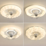 Modern White Geometric Flush Mount Ceiling Fan Light Image - 8