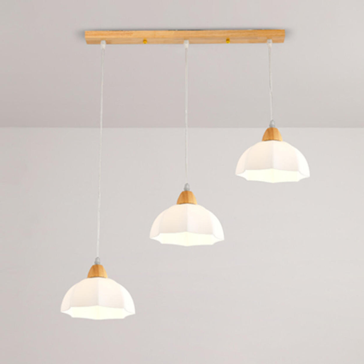 Modern White Glass Bowl Cord Dining Room Pendant Light Image - 11