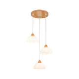 Modern White Glass Bowl Cord Dining Room Pendant Light Image - 3