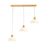 Modern White Glass Bowl Cord Dining Room Pendant Light Image - 5