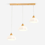 Modern White Glass Bowl Cord Dining Room Pendant Light Image - 8