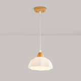 Modern White Glass Bowl Cord Dining Room Pendant Light Image - 9