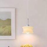 Modern White Glass Cylinder Pendant Light Flexible Length Image - 1