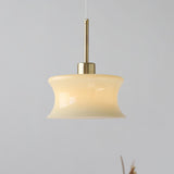 Modern White Glass Cylinder Pendant Light Flexible Length Image - 10