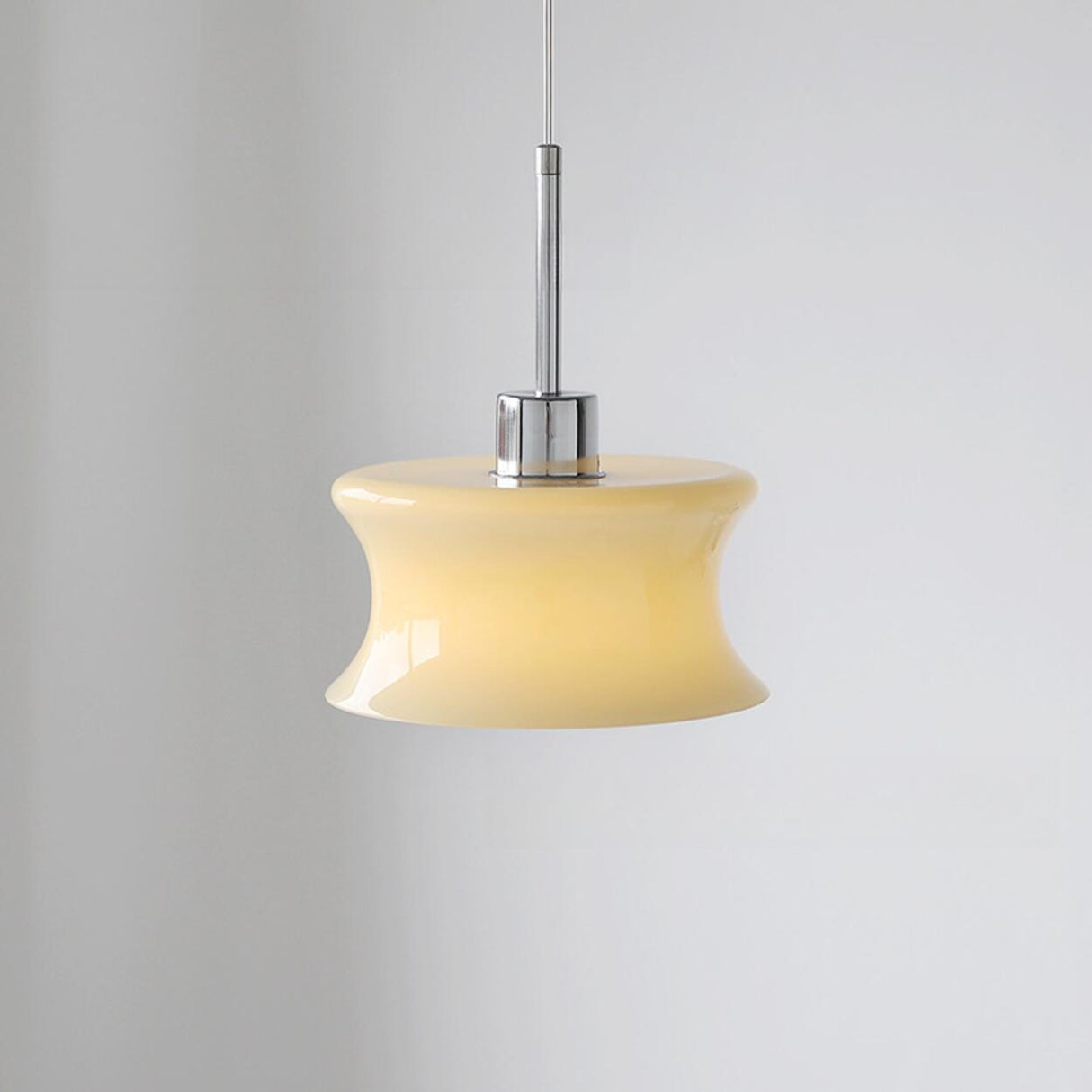 Modern White Glass Cylinder Pendant Light Flexible Length Image - 11