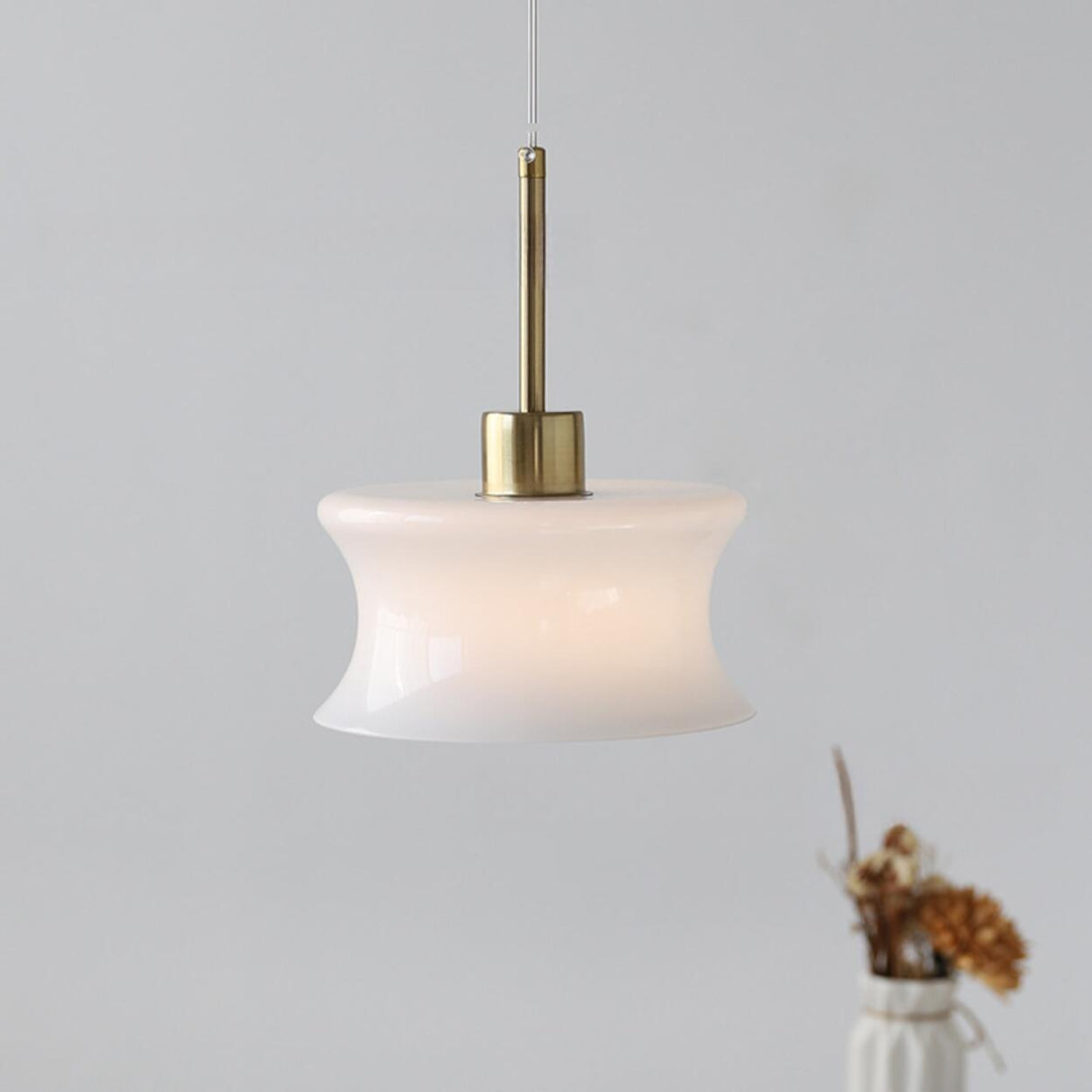 Modern White Glass Cylinder Pendant Light Flexible Length Image - 4