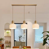 Modern White Glass Dome Dining Room Pendant Light Image - 1