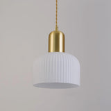 Modern White Glass Dome Dining Room Pendant Light Image - 8