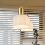 Modern White Glass Dome Dining Room Pendant Light Image - 9