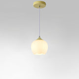 Modern White Glass Dome Green Bedroom Pendant Light Image - 12