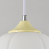 Modern White Glass Dome Green Bedroom Pendant Light Image - 14