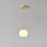 Modern White Glass Dome Green Bedroom Pendant Light Image - 4