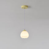 Modern White Glass Dome Green Bedroom Pendant Light Image - 9