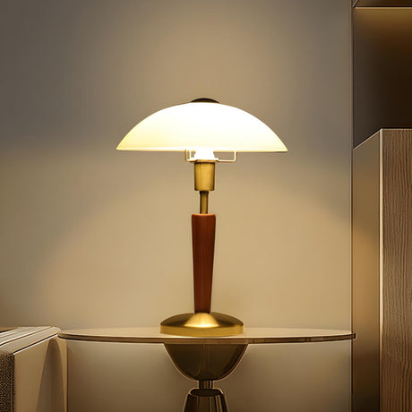 Modern White Glass Dome Table Lamp with Touch Switch Image - 1