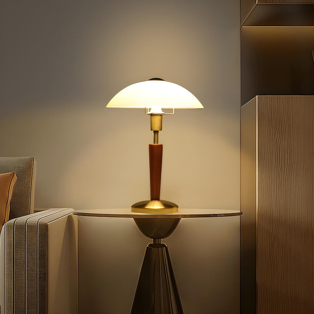 Modern White Glass Dome Table Lamp with Touch Switch Image - 12