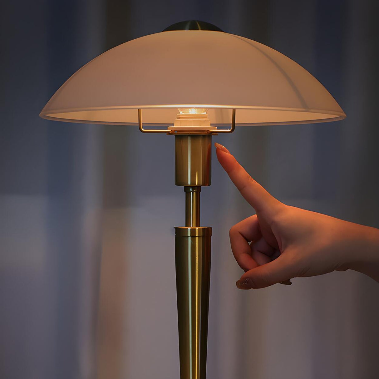 Modern White Glass Dome Table Lamp with Touch Switch Image - 3