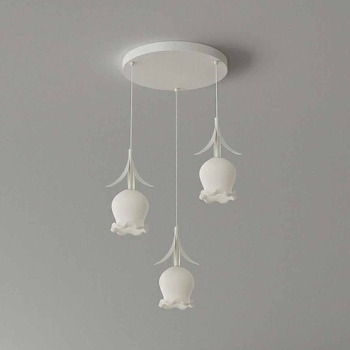 Modern White Glass Flower Dining Room Pendant Light Image - 10