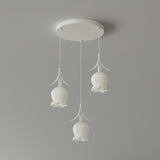 Modern White Glass Flower Dining Room Pendant Light Image - 10