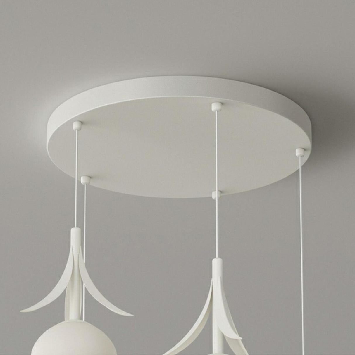 Modern White Glass Flower Dining Room Pendant Light Image - 15