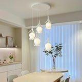 Modern White Glass Flower Dining Room Pendant Light Image - 4