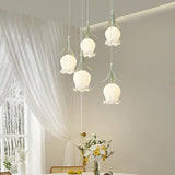 Modern White Glass Flower Dining Room Pendant Light Image - 6