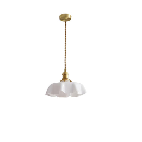 Modern White Glass Flower Gold Pendant Lights Image - 2